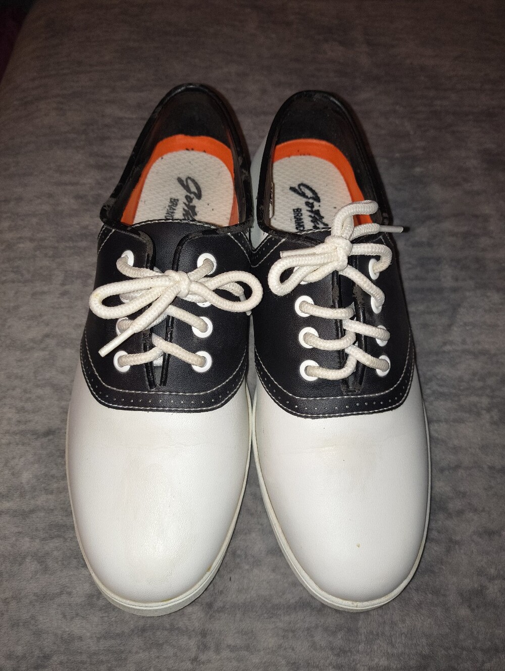 Leather Lace-Up Women's Size 9 Two-Tone Shoes - Black & White
